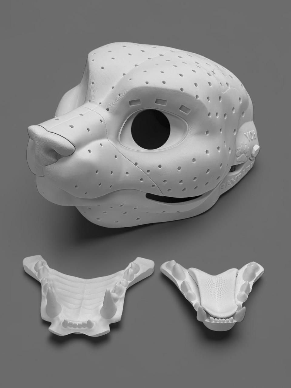 Feline Fursuit Headbase Kit 3D-Printed PLA with moving jaw