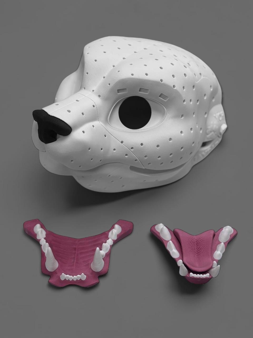 Feline Fursuit Headbase Kit 3D-Printed PLA with moving jaw