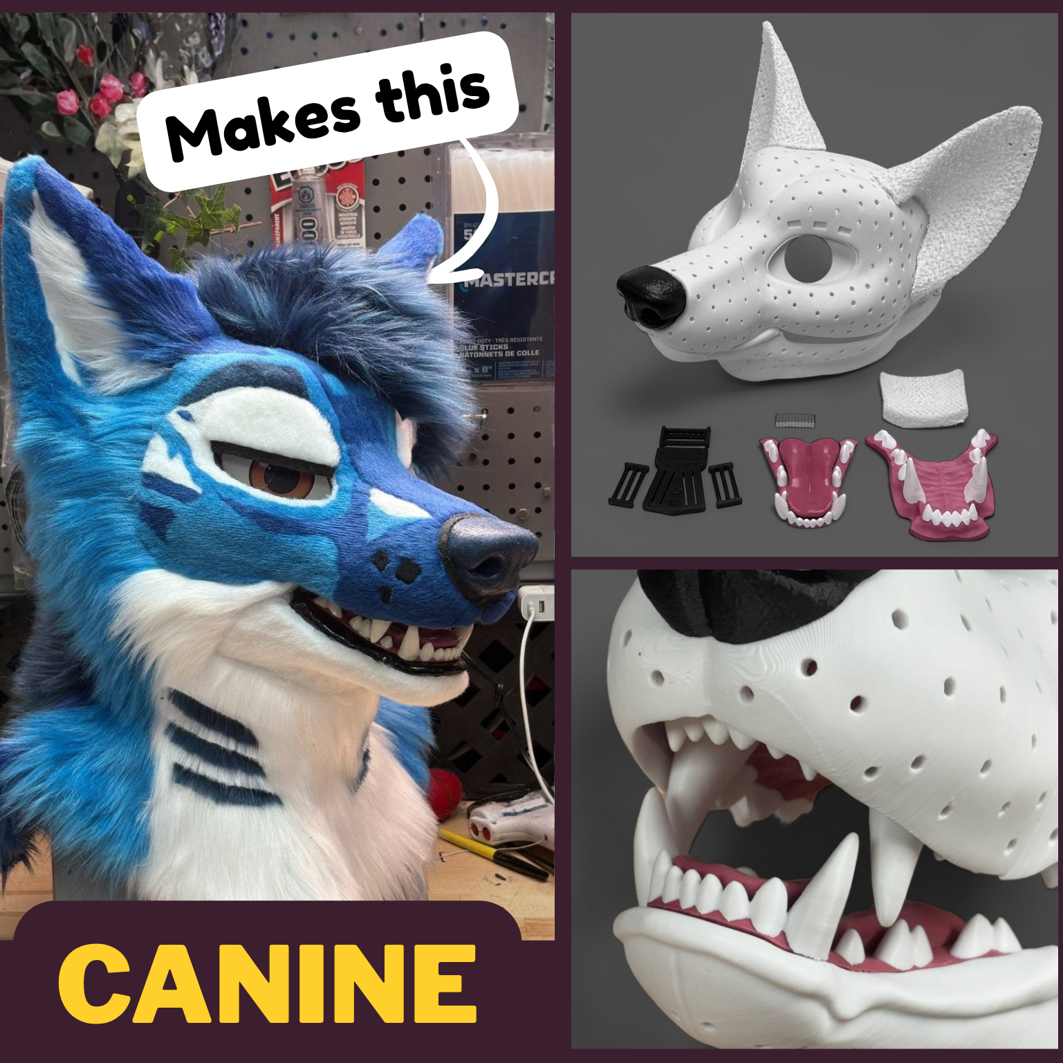 Canine PLA Fursuit Headbase