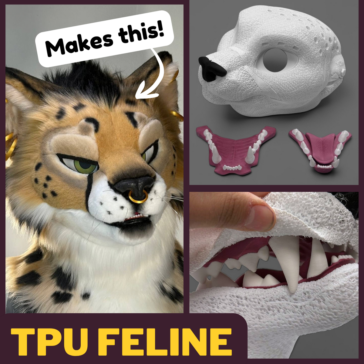 Feline PLA Fursuit Headbase